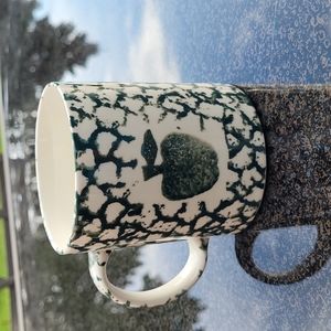 Decorative Green Apple stencil ceramic coffee mug